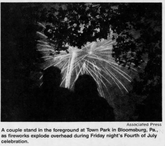 Town Park as fireworks explode overhead